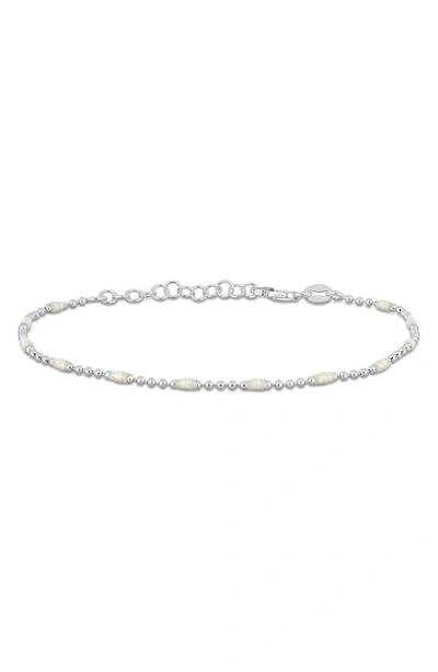 Shop Delmar Enamel Station Ball Chain Link Bracelet In Silver