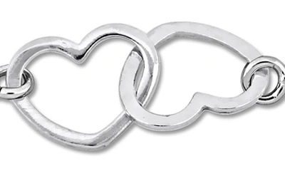 Shop Delmar Double Heart Charm Bracelet In Silver