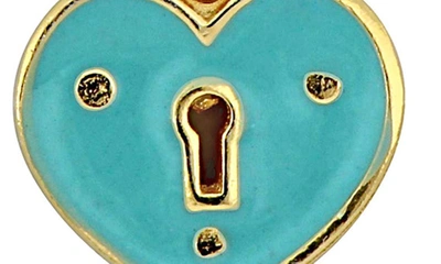 Delmar Turquoise Enamel Heart Lock Pendant Necklace In Turquoise