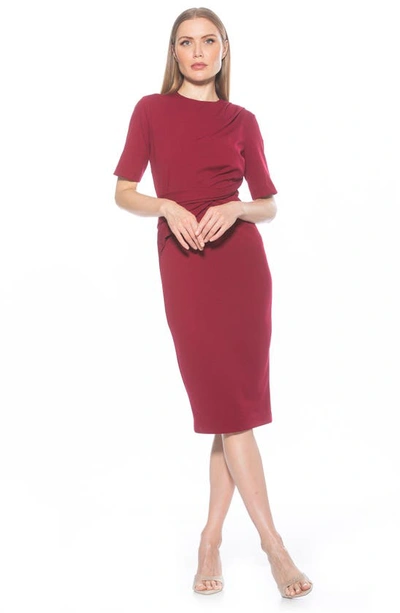 Shop Alexia Admor Harper Short Sleeve Midi Sheath Dress In Cranberry