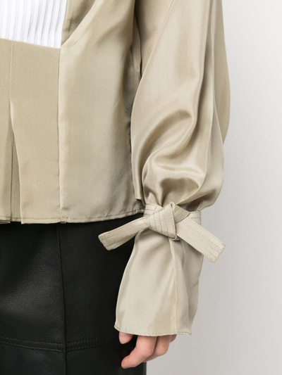 Shop Victoria Beckham Silk Long-sleeve Blouse In Grün