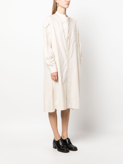 Shop Lemaire Band-collar Cotton Shirtdress In Nude