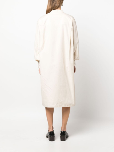 Shop Lemaire Band-collar Cotton Shirtdress In Nude