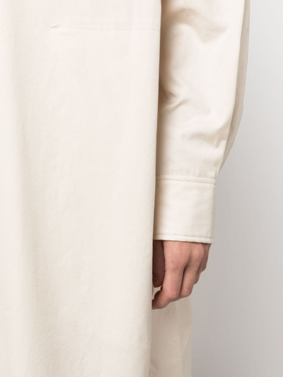 Shop Lemaire Band-collar Cotton Shirtdress In Nude