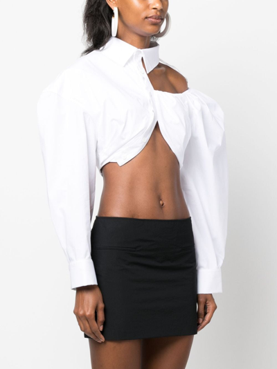 Jacquemus La Chemise Galliga Cotton Crop Shirt In White
