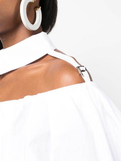 Jacquemus La Chemise Galliga Cotton Crop Shirt In White