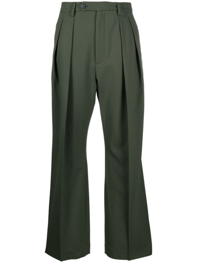 Shop Barena Venezia Pressed-crease Tailored-cut Trousers In Grün