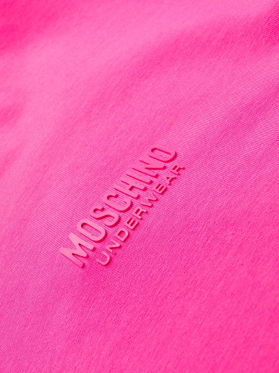 Shop Moschino Cropped Logo-print Cotton Hoodie In Pink