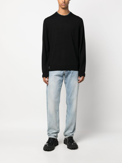 Ps By Paul Smith Logo-embroidered Merino Jumper In Black
