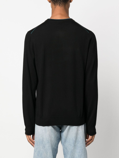Ps By Paul Smith Logo-embroidered Merino Jumper In Black