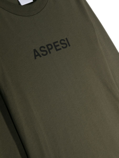 Shop Aspesi Logo-print Long-sleeved T-shirt In Green