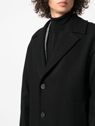 Shop Hevo Single-breasted Virgin-wool Coat In Black