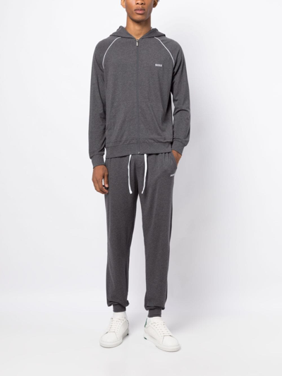 Hugo Boss Logo-embroidered Jersey Track Pants In Grey