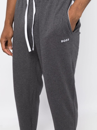 Hugo Boss Logo-embroidered Jersey Track Pants In Grey