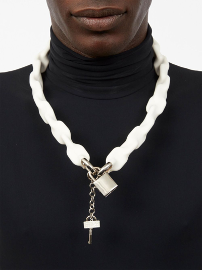 Shop Mm6 Maison Margiela Padlock Chain-link Necklace In White