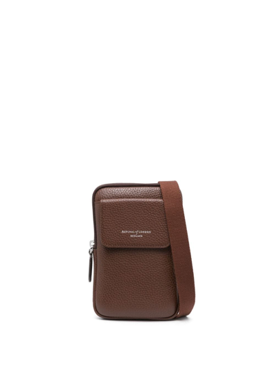 Shop Aspinal Of London Reporter Leather Crossbody Phone Bag In Brown
