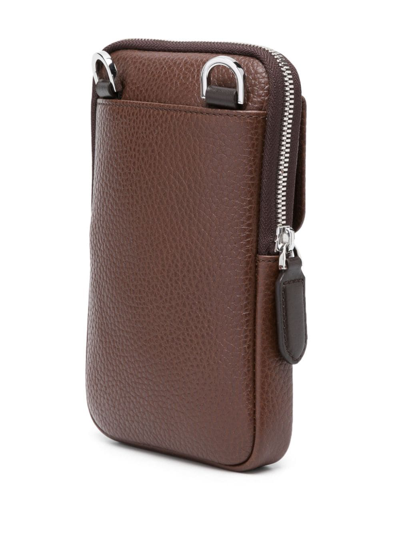 Shop Aspinal Of London Reporter Leather Crossbody Phone Bag In Brown