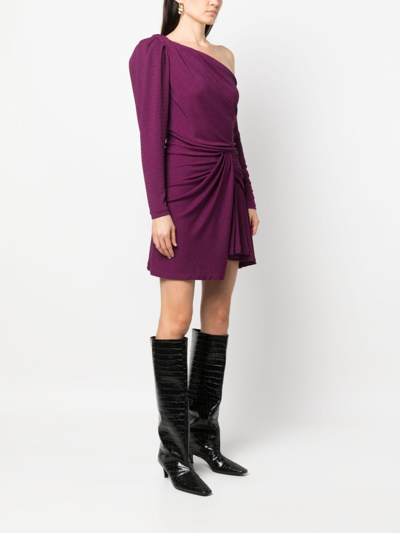 Shop Iro Merimi Asymmetric-neck Jersey Dress In Purple