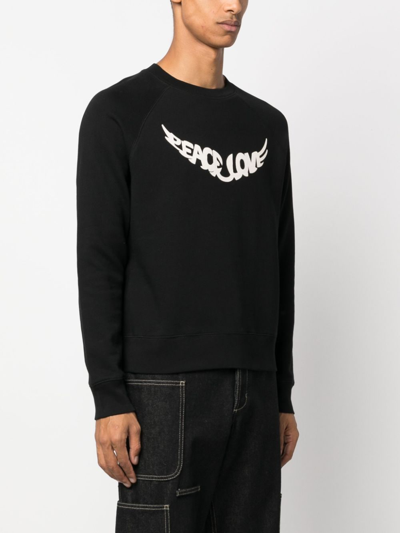 Zadig & Voltaire Slogan-print Organic-cotton Sweatshirt In Black