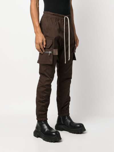Shop Rick Owens Organic Cotton Tapered Cargo Pants In Brown