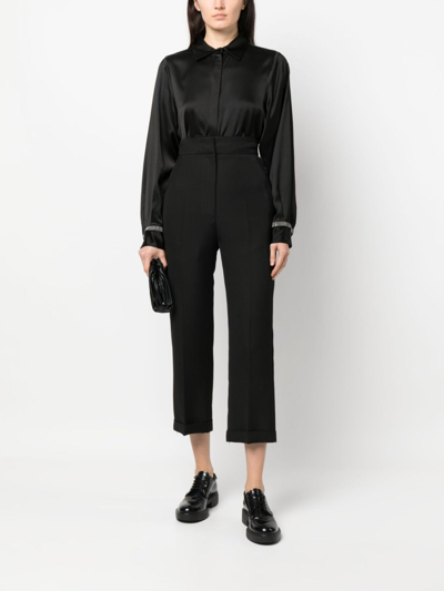 Fabiana Filippi Long-sleeve Satin Shirt In Black