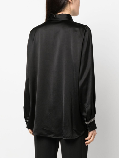 Fabiana Filippi Long-sleeve Satin Shirt In Black