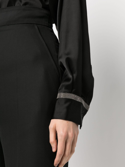 Fabiana Filippi Long-sleeve Satin Shirt In Black