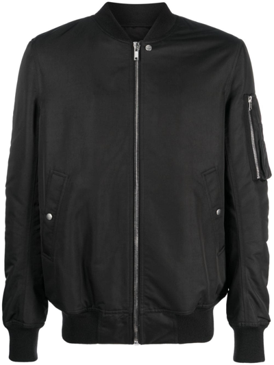 Shop Rick Owens Baseball-collar Wool Bomber Jacket In Black
