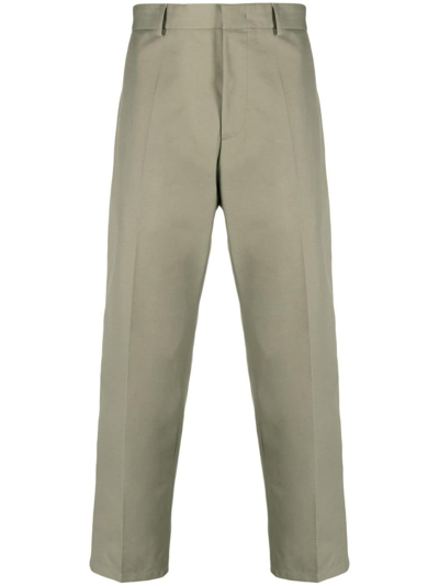 Shop Jil Sander Straight-leg Cotton Trousers In Green