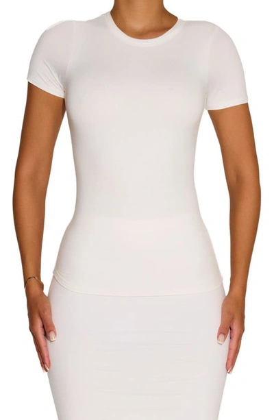 Shop N By Naked Wardrobe Bare Short Sleeve Crew Top In White