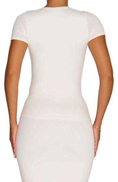 N By Naked Wardrobe Bare Short Sleeve Crew Top In White