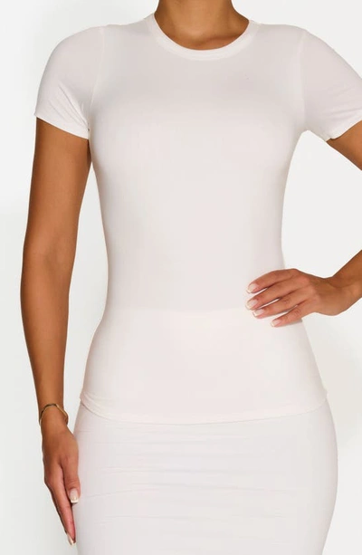 N By Naked Wardrobe Bare Short Sleeve Crew Top In White