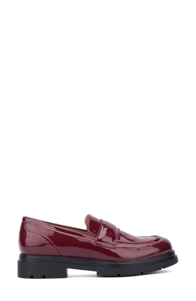 New York And Company Abbey Faux Leather Loafer In Wine
