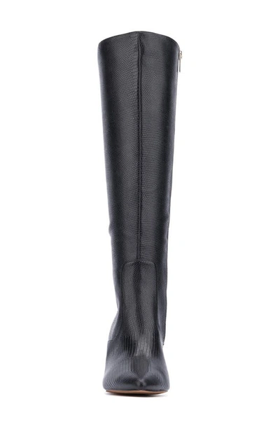 New York And Company Women's Piper- Lizard Embossed Kitten Heel Boots In Black Lizard