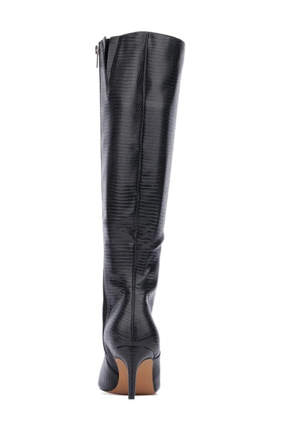 New York And Company Women's Piper- Lizard Embossed Kitten Heel Boots In Black Lizard