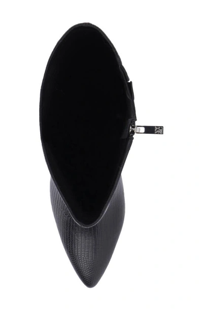 New York And Company Women's Piper- Lizard Embossed Kitten Heel Boots In Black Lizard
