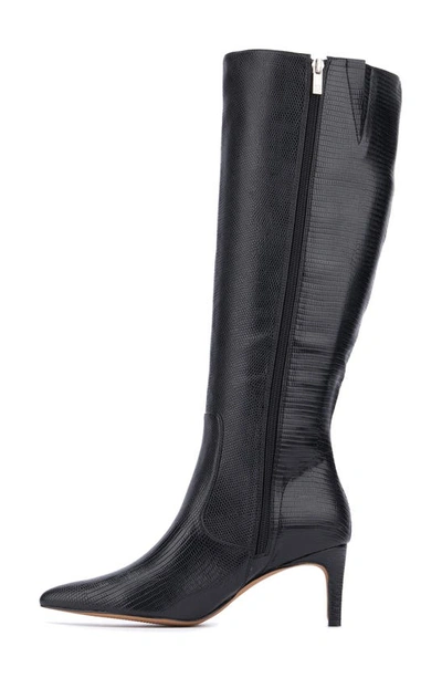 New York And Company Women's Piper- Lizard Embossed Kitten Heel Boots In Black Lizard