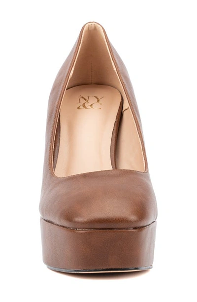 New York And Company Ryla Block Heel Platform Pump In Cognac