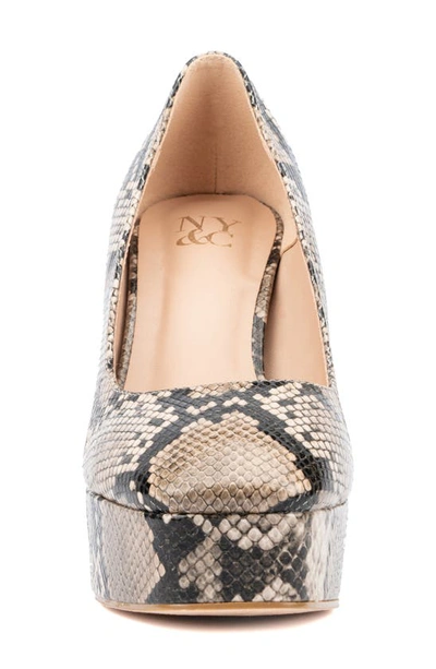 New York And Company Ryla Block Heel Platform Pump In Beige Snake
