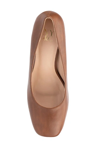 New York And Company Ryla Block Heel Platform Pump In Cognac