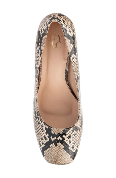 New York And Company Ryla Block Heel Platform Pump In Beige Snake