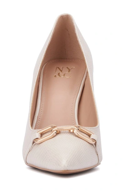 Shop New York And Company Katerina Croc Embossed Faux Leather Pump In Bone Lizard