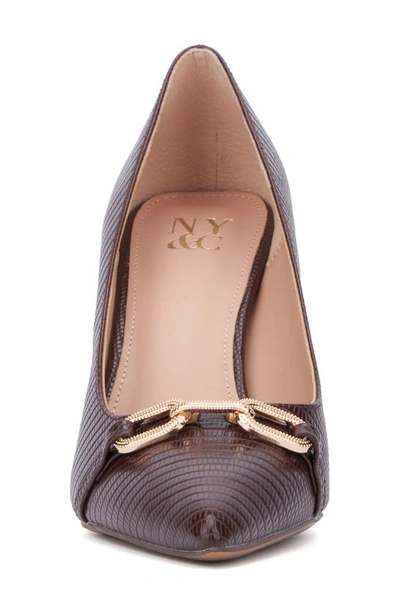 New York And Company Katerina Croc Embossed Faux Leather Pump In Brown Lizard