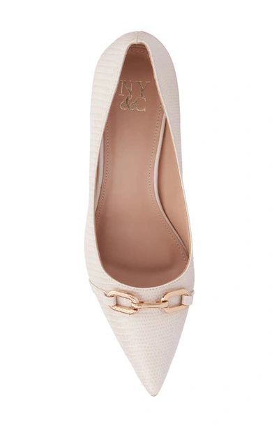 Shop New York And Company Katerina Croc Embossed Faux Leather Pump In Bone Lizard