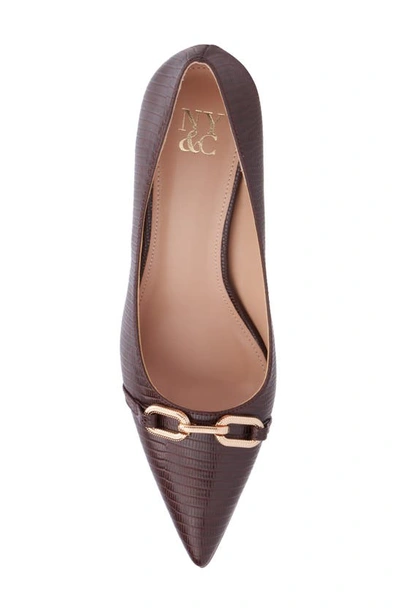 New York And Company Katerina Croc Embossed Faux Leather Pump In Brown Lizard