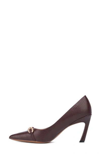 New York And Company Katerina Croc Embossed Faux Leather Pump In Brown Lizard