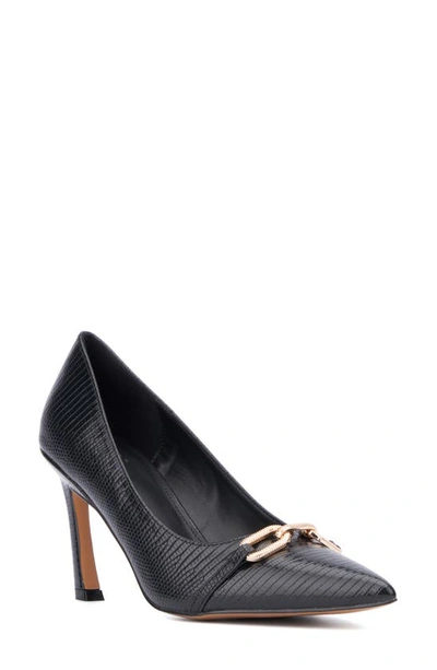 New York And Company Women's Katerina- Lizard Embossed Pump Heels In Black Lizard