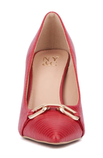 New York And Company Women's Katerina- Lizard Embossed Pump Heels In Red Lizard