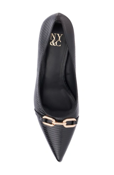 New York And Company Women's Katerina- Lizard Embossed Pump Heels In Black Lizard