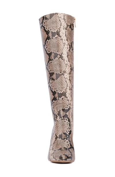 New York And Company Krystelle Knee High Boot In Beige Snake
